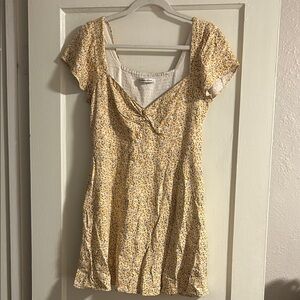 Yellow Floral Short Sleeve Sundress